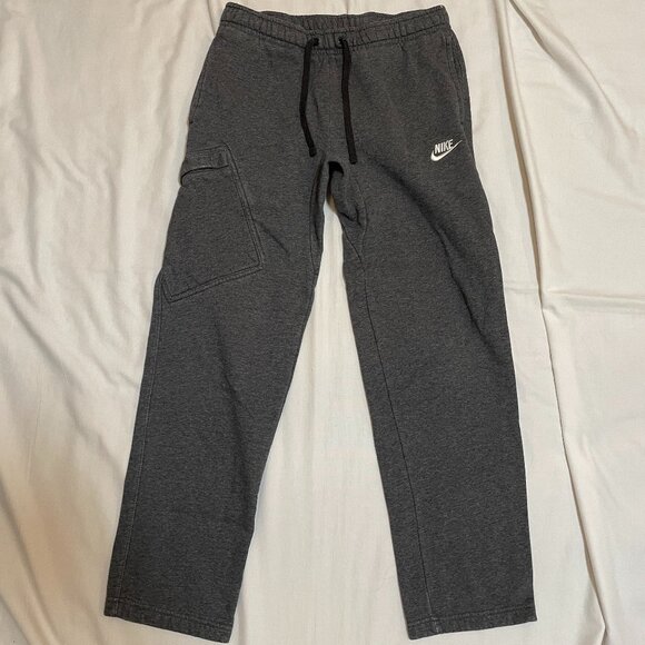 Nike Sweatpants Mens Small Fleece Cargo Pocket Charcoal Grey Preowned - Picture 1 of 2